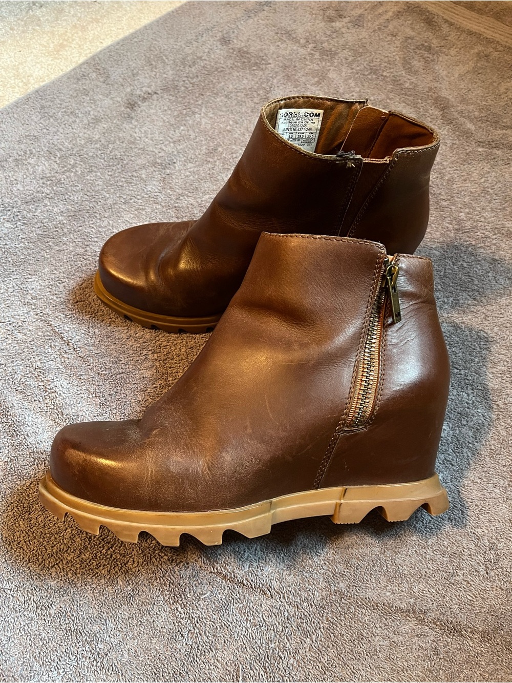 Sorel Joan of Arctic lll Waterproof Leather Wedge Ankle Boots with Side Zip